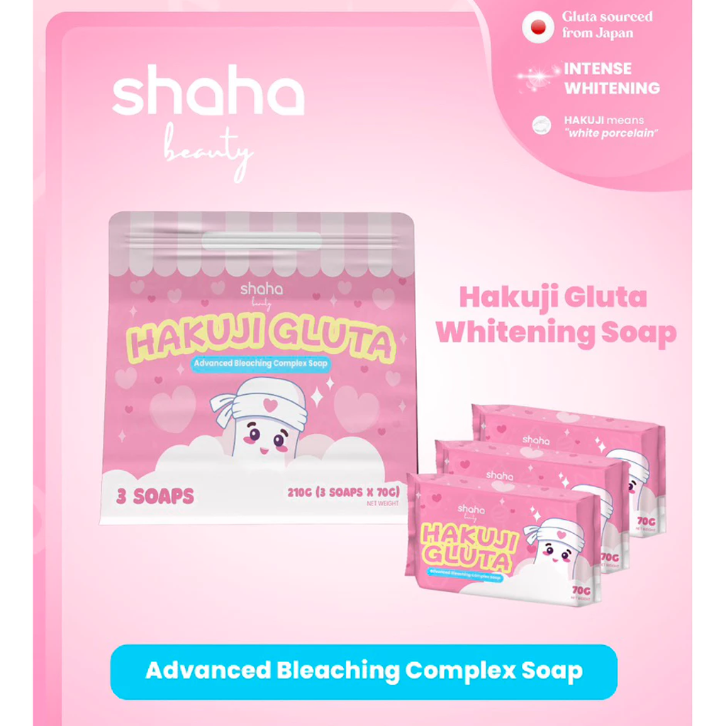 Shaha Beauty Hakuji Gluta Soap - 3 Bars × 70g (210g)