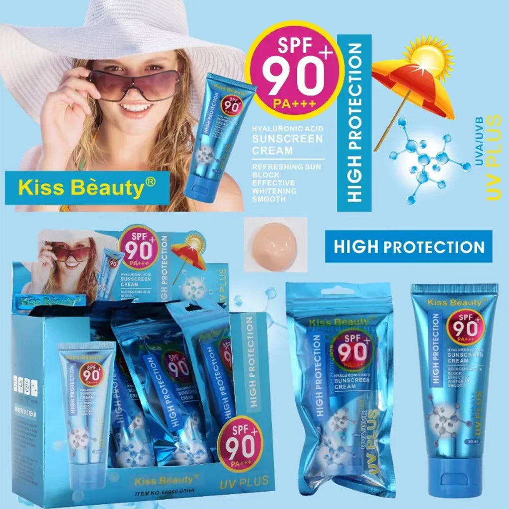 Kiss Beauty Hyaluronic Acid Sunscreen Cream SPF 90+ PA+++ - 60ml
