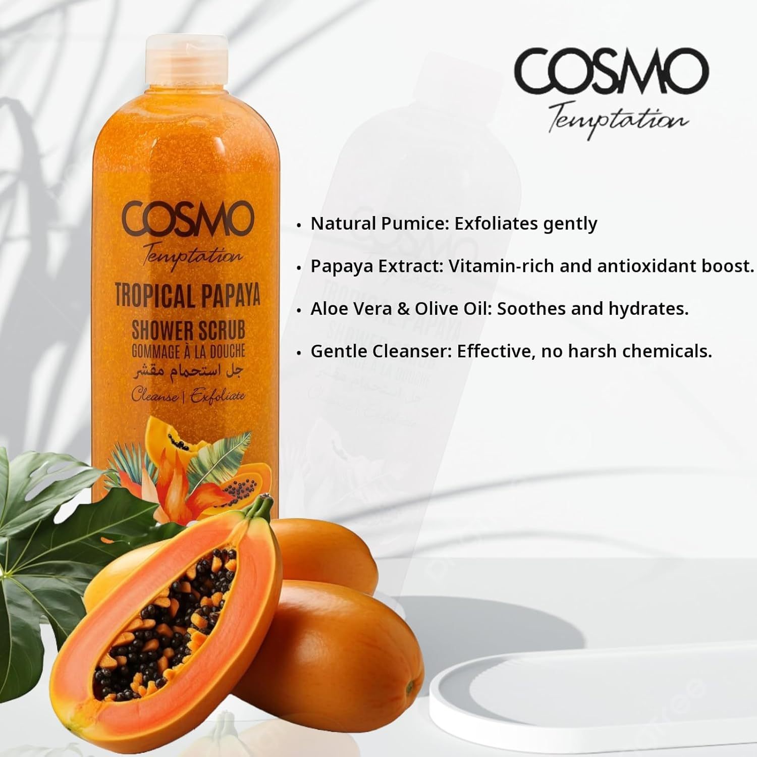 Cosmo Temptation Tropical Papaya Shower Scrub - 1000ml