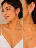 Korean Luxe Link Crystal Necklace & Earrings Jewelry Set - FJ244
