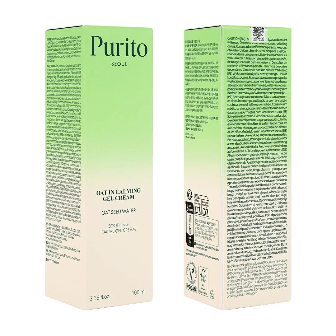 Purito Oat In Calming Facial Gel Cream - 100ml