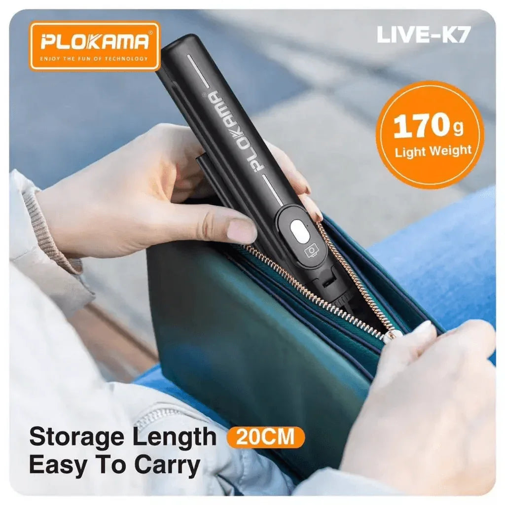 Plokama Live Streaming Bracket Tripod & Wireless Selfie Stick - K7