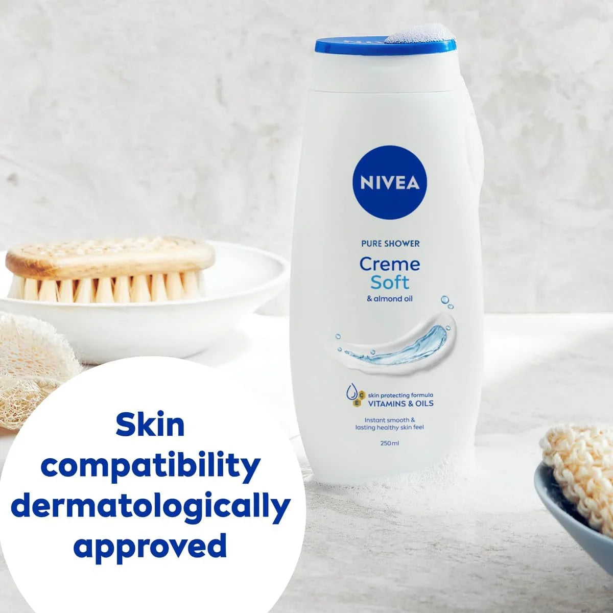 Nivea Pure Shower Cream Soft & Almond Oil - 250ml