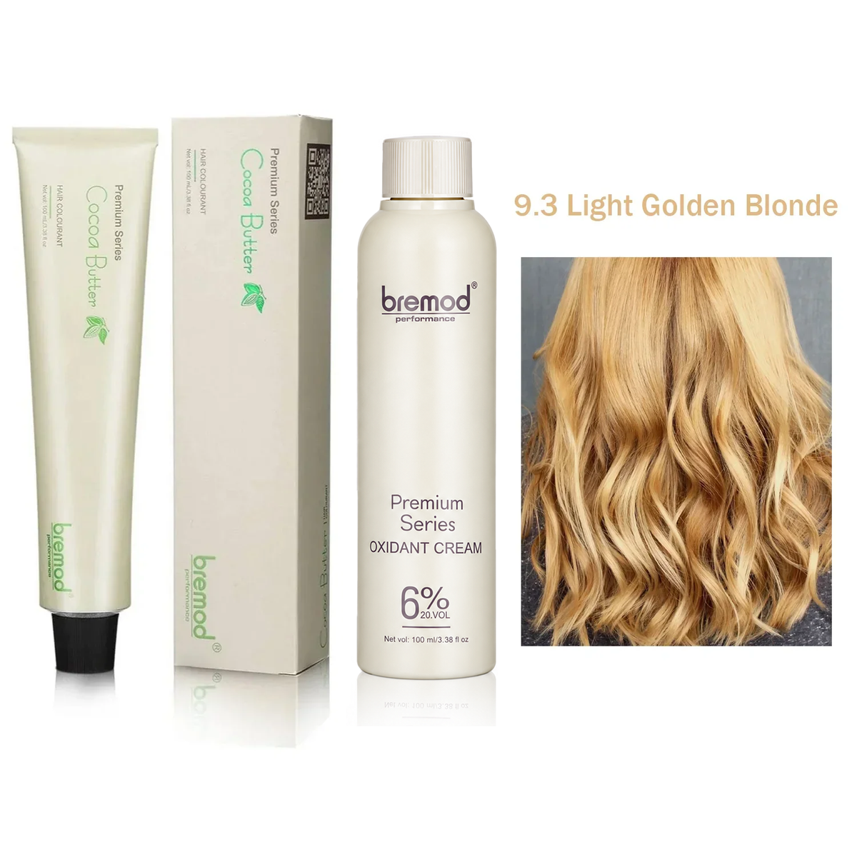 Bremod 9.3 Light Golden Blonde Hair Color + Oxidant Cream - 100ml+100ml