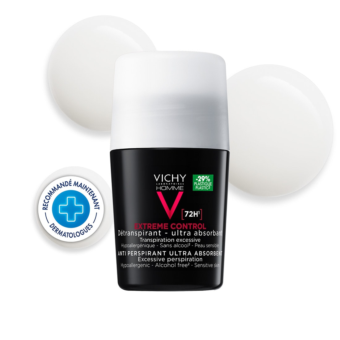 Vichy Homme Extreme Control 72H Deodorant Roll On - 50ml