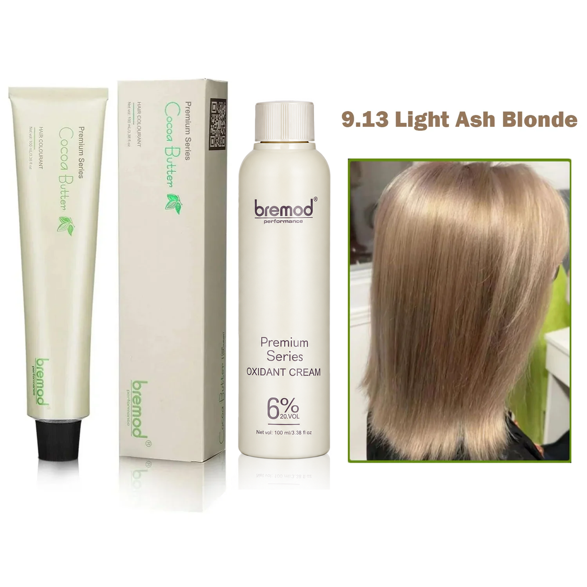Bremod 9.13 Light Ash Blonde Hair Color + Oxidant Cream - 100ml+100ml