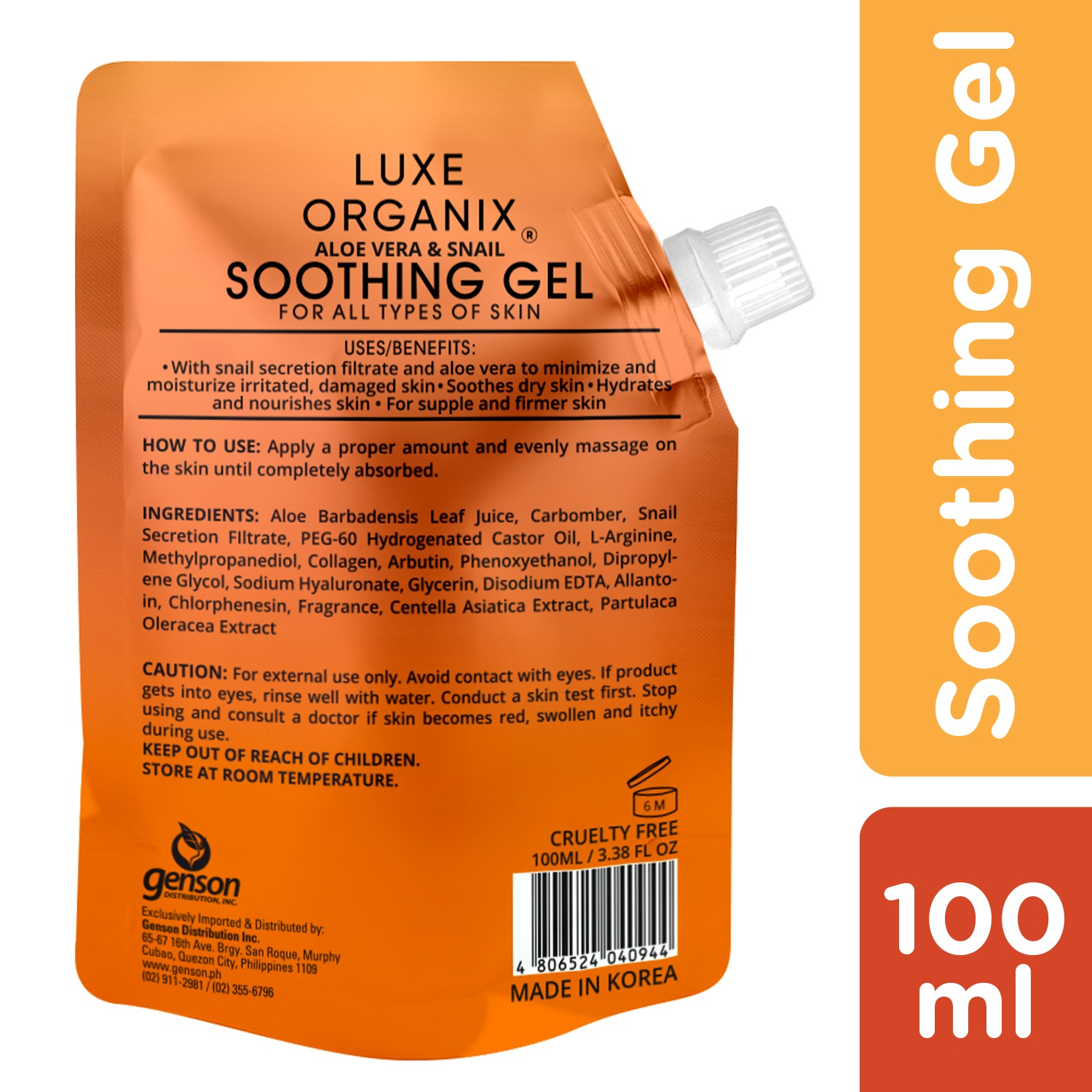 Luxe Organix Aloe Vera & Snail Soothing Gel - 100ml