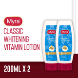 Myra Classic Whitening Vitamin Lotion - 200ml × 2 Pcs (Offer)