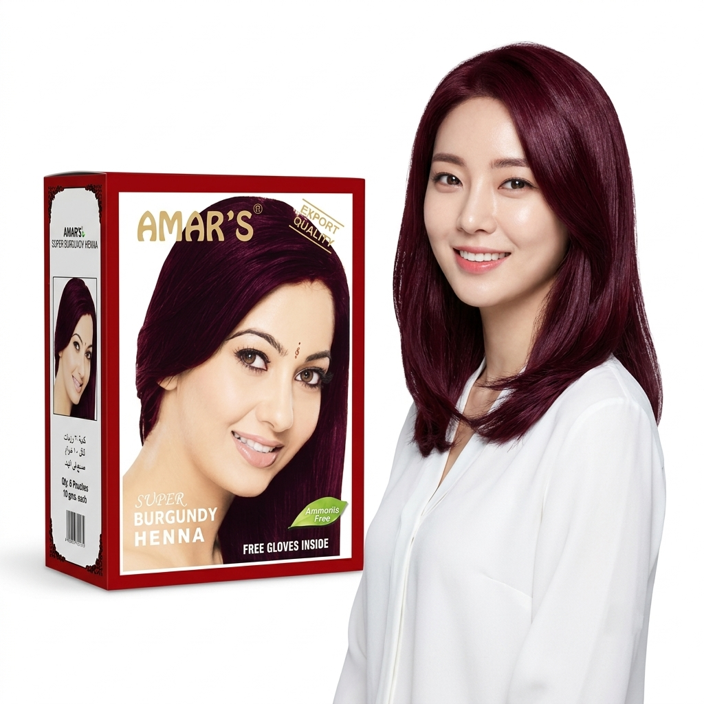 Amar's Herbal Henna Hair Color Super Burgundy - 6 Pcs × 10g