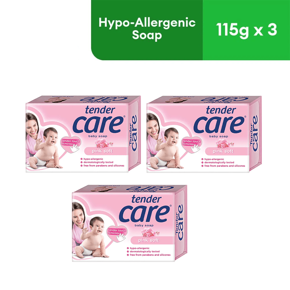 Tender Care Pink Soft Baby Soap - 115g × 3 Pcs