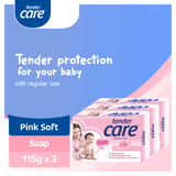 Tender Care Pink Soft Baby Soap - 115g × 3 Pcs