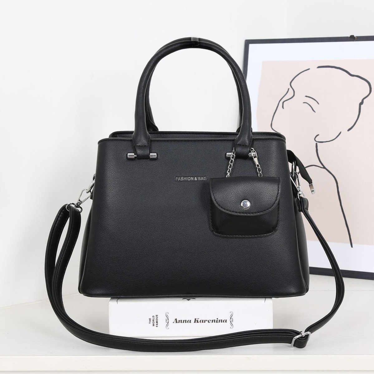 Women's Fashion HandBag With Coin Pouch - 6085#