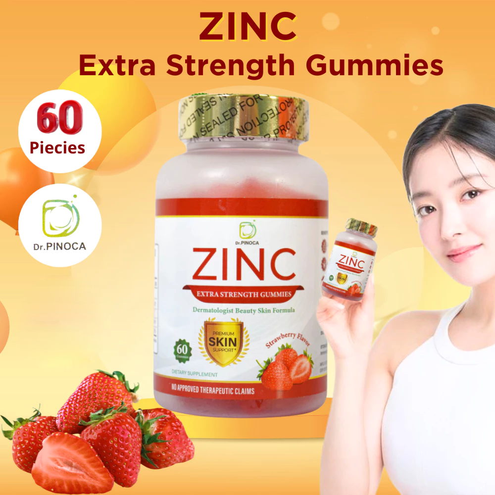 Dr. Pinoca Zinc Extra Strength Gummies Strawberry Flavour - 60 Gummies