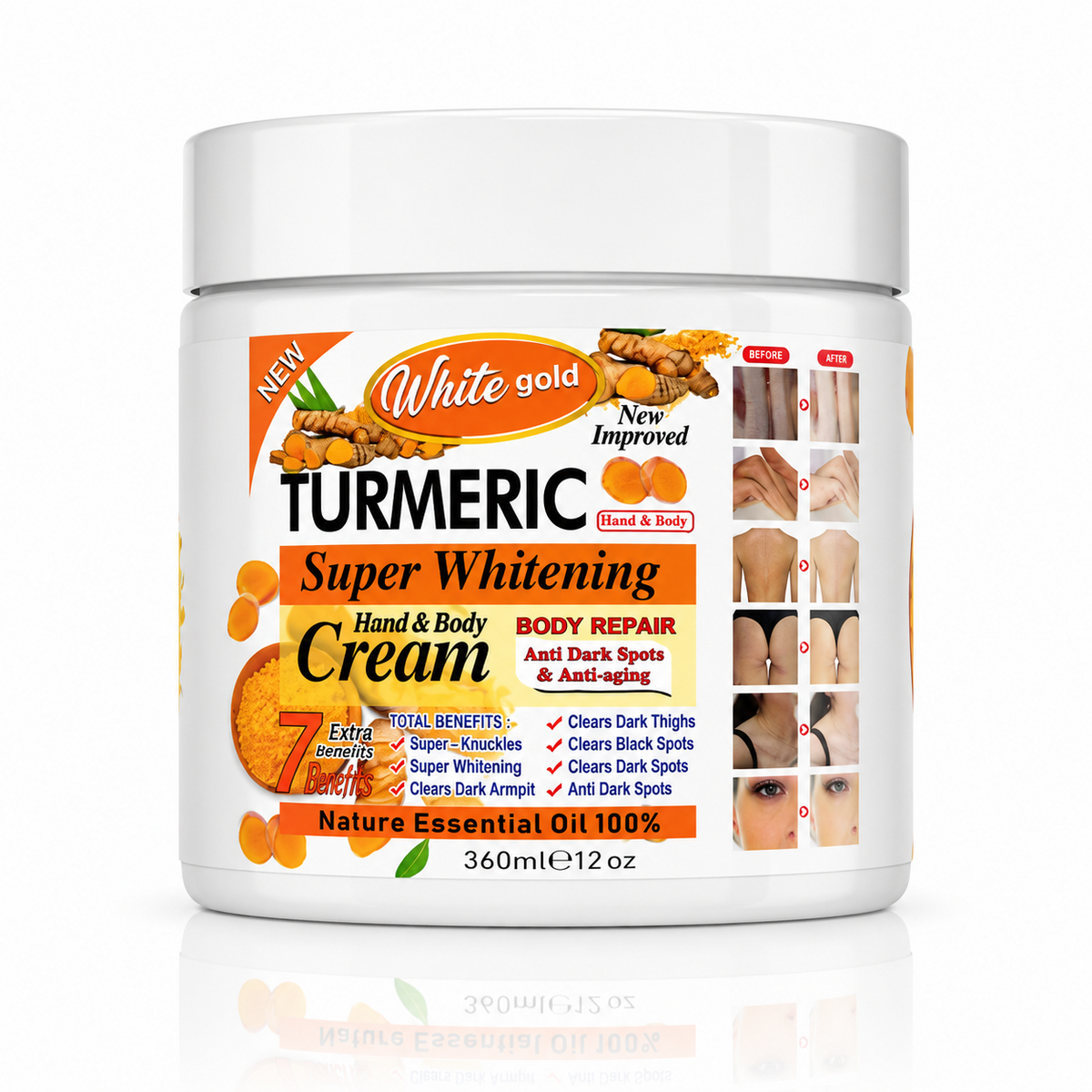 White Gold Turmeric Super Brightening Hand & Body Cream - 360ml