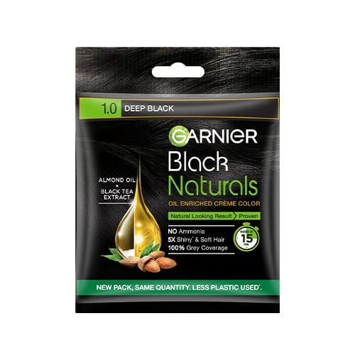 Garnier Black Naturals Hair Color Shade 1.0 Deep Black - 20ml+20g