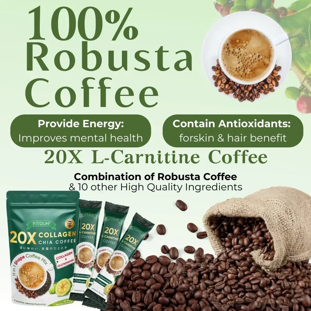 Fitgum 20X Collagen Chia Coffee Mix - Buy 2 Get 1