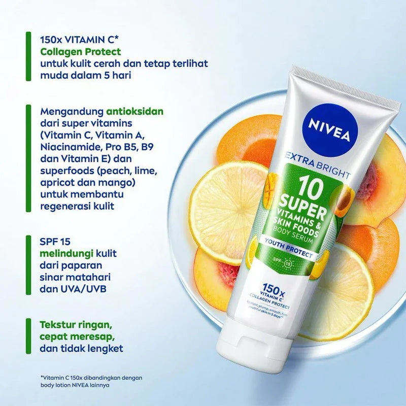 Nivea Extra Bright 10 Super Vitamins & Skin Foods Body Serum - 320ml