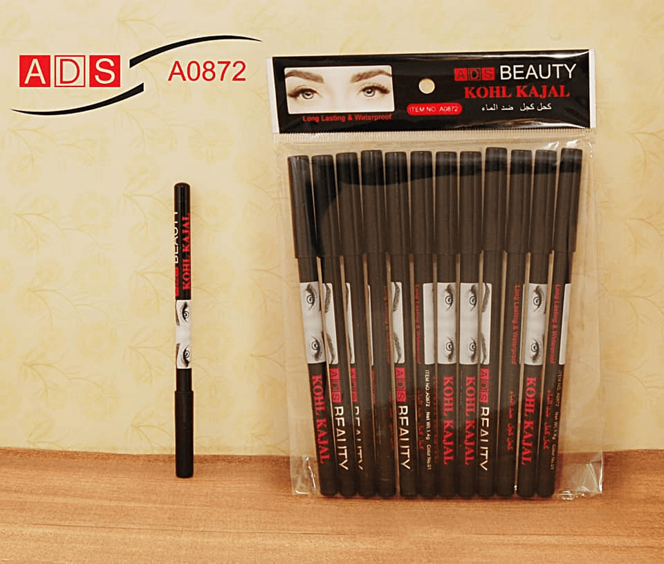 ADS Long Lasting & Waterproof Kohl Kajal Pencil - 1.4g × 12 Pcs