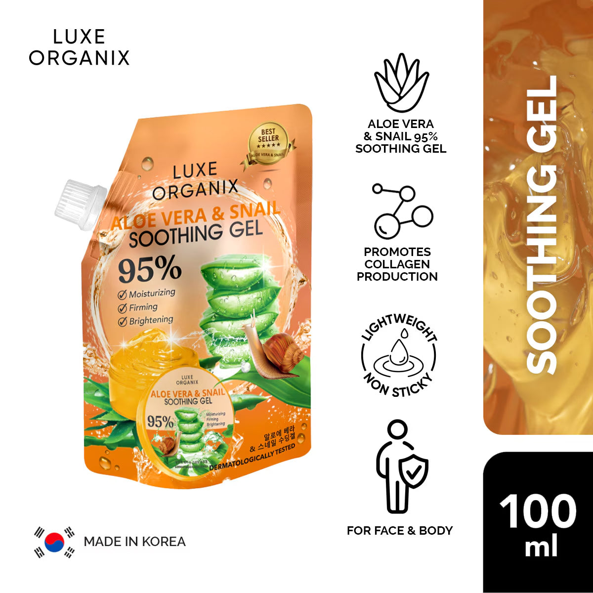 Luxe Organix Aloe Vera & Snail Soothing Gel - 100ml