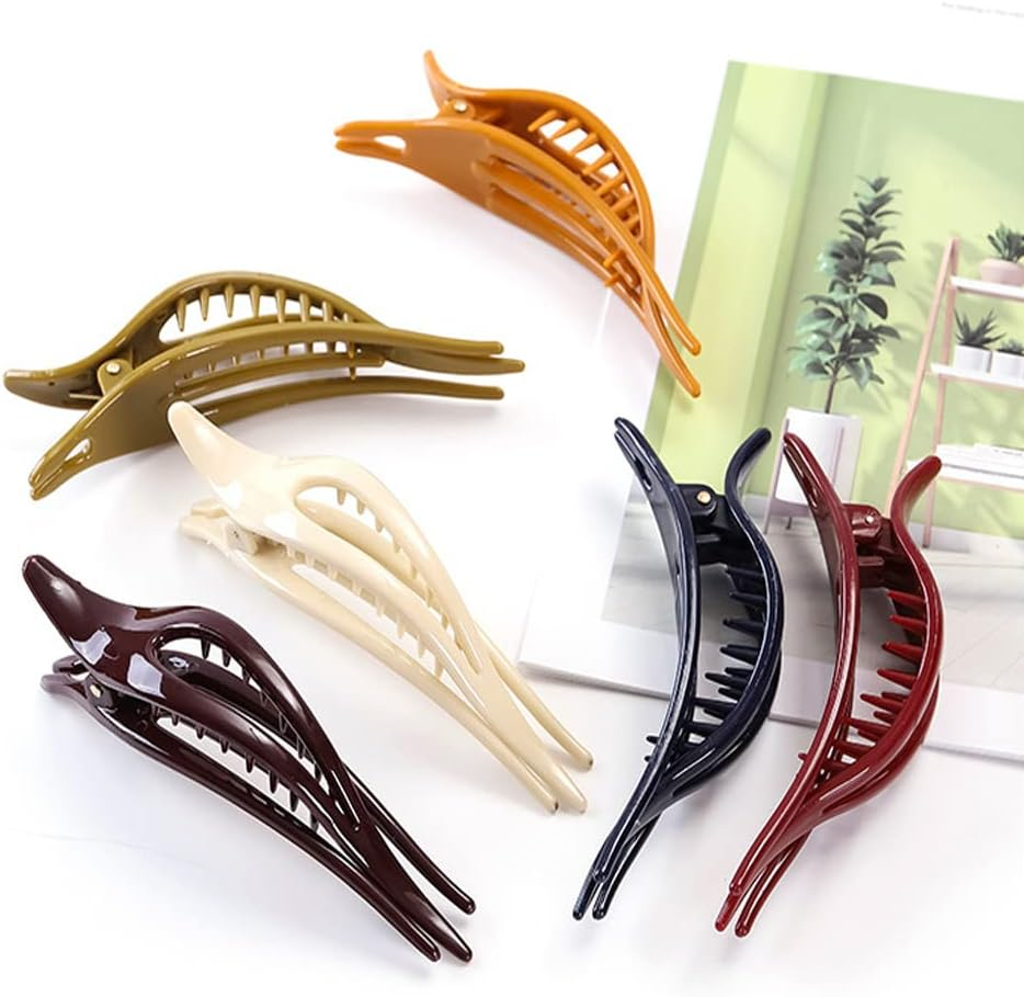 French Curved Design Hair Claw Clips - 6 Pcs (C132)