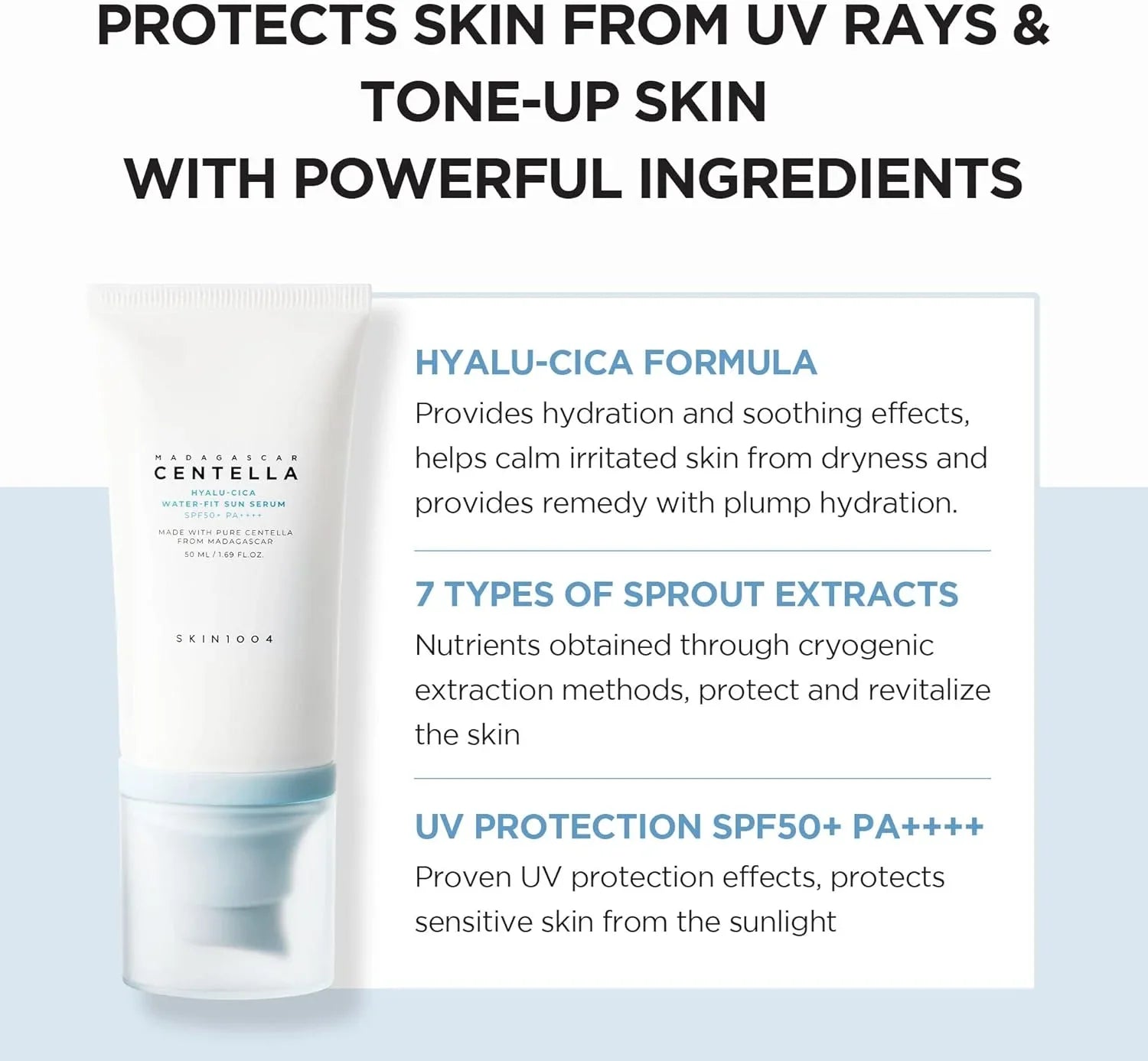 SKIN1004 مصل الشمس كينتيللا هيالو-سيكا ووتر فيت SPF50+ PA++++ - 50 مل