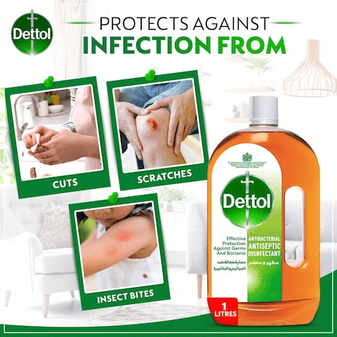 Dettol Antibacterial Antiseptic Disinfectant Liquid 2Pcs x 1L