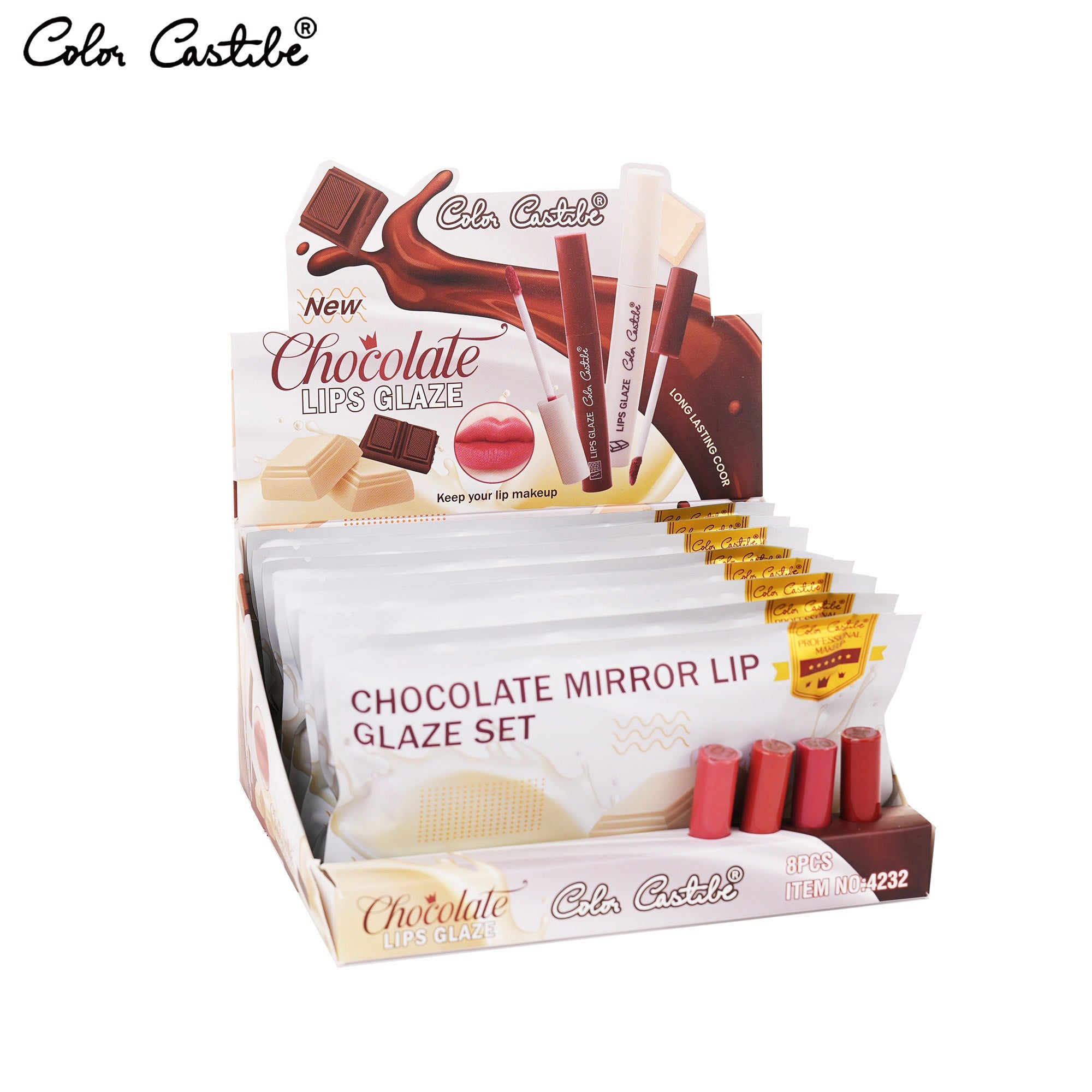 Color Castle Chocolate Mirror Lip Glaze 4 Colors Set