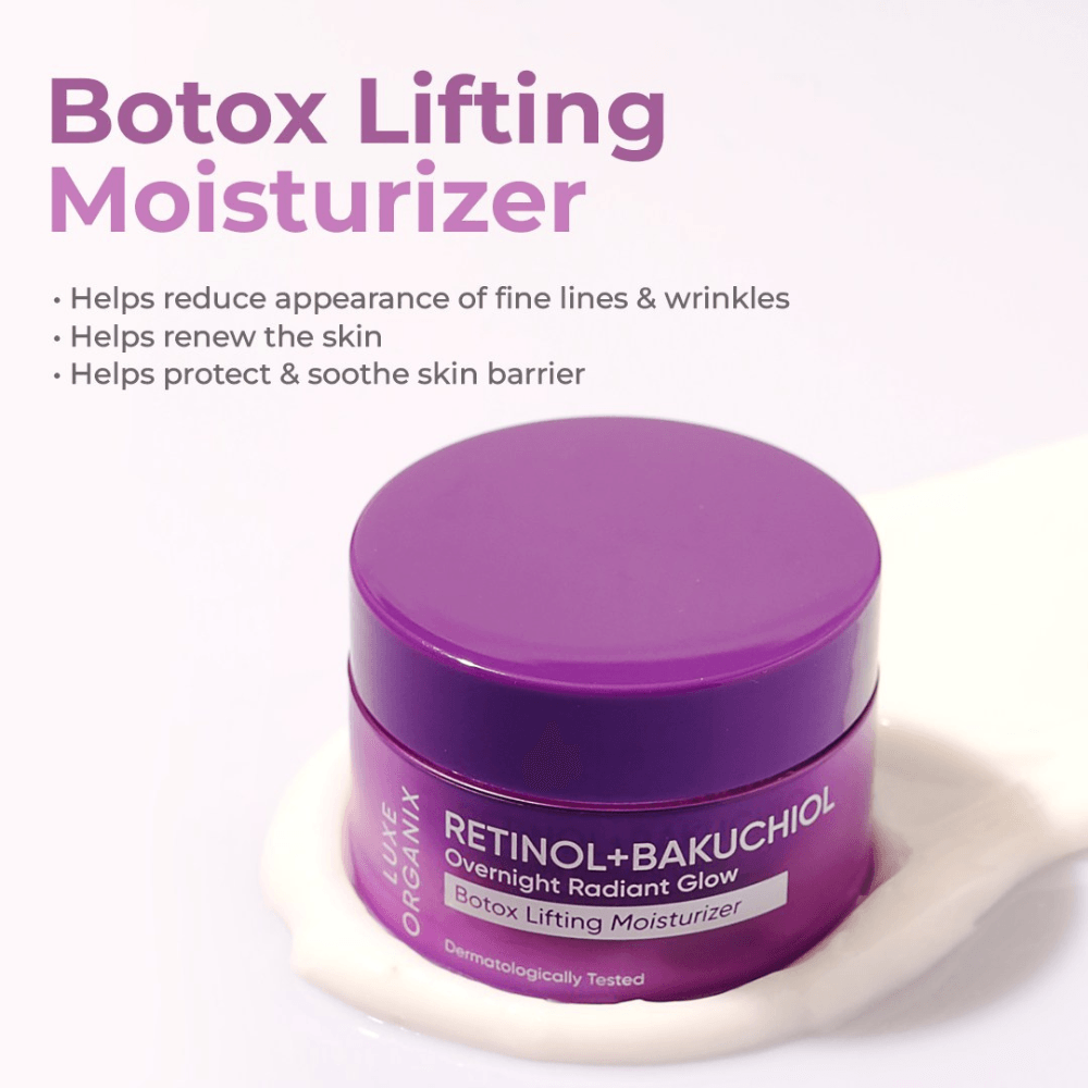 Luxe Organix Retinol + Bakuchiol Overnight Radiant Glow Botox Lifting Moisturizer 50g