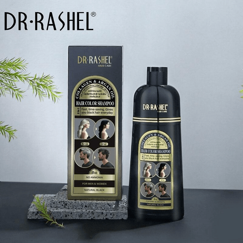 Dr.Rashel Collagen & Argan Oil Hair Color Shampoo Natural Black - 400ml