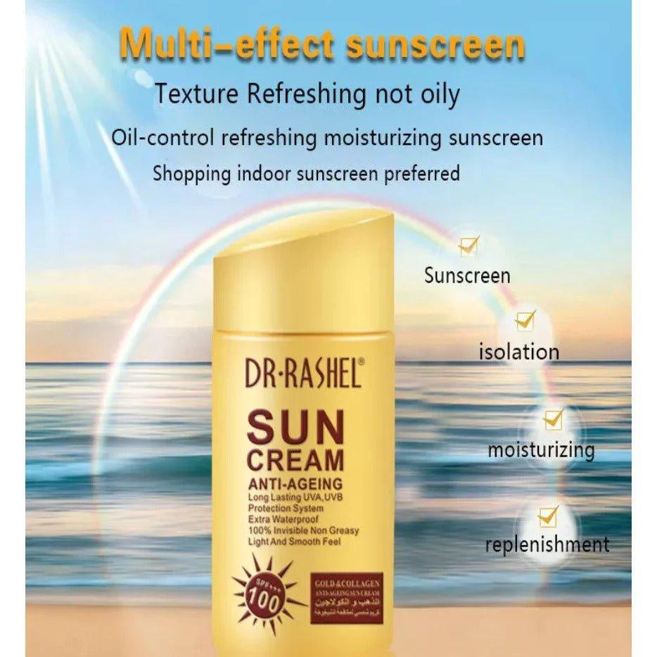 Dr. Rashel Sun Cream Anti-Ageing SPF 100+++ Gold & Collagen - 80gm - Pinoyhyper