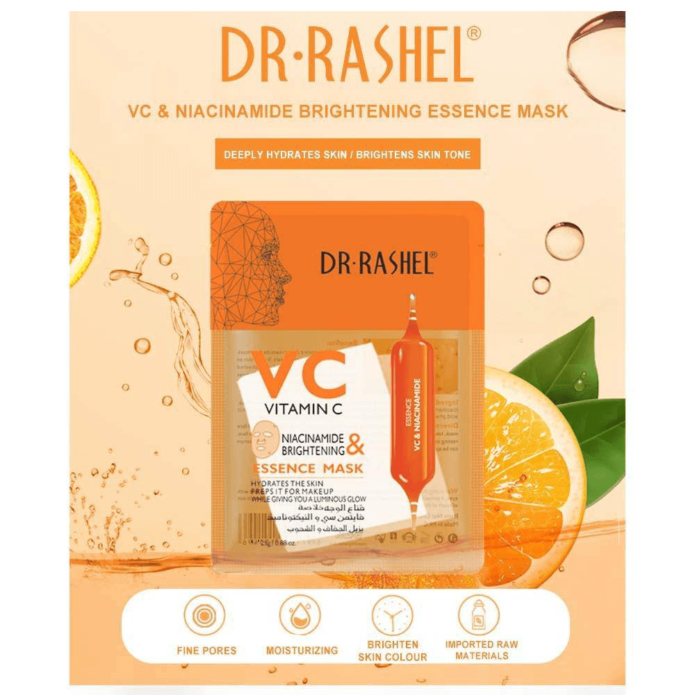 Dr. Rashel VC Vitamin C Niacinamide & Brightening Essence Mask - 5 Pcs × 25g - Pinoyhyper