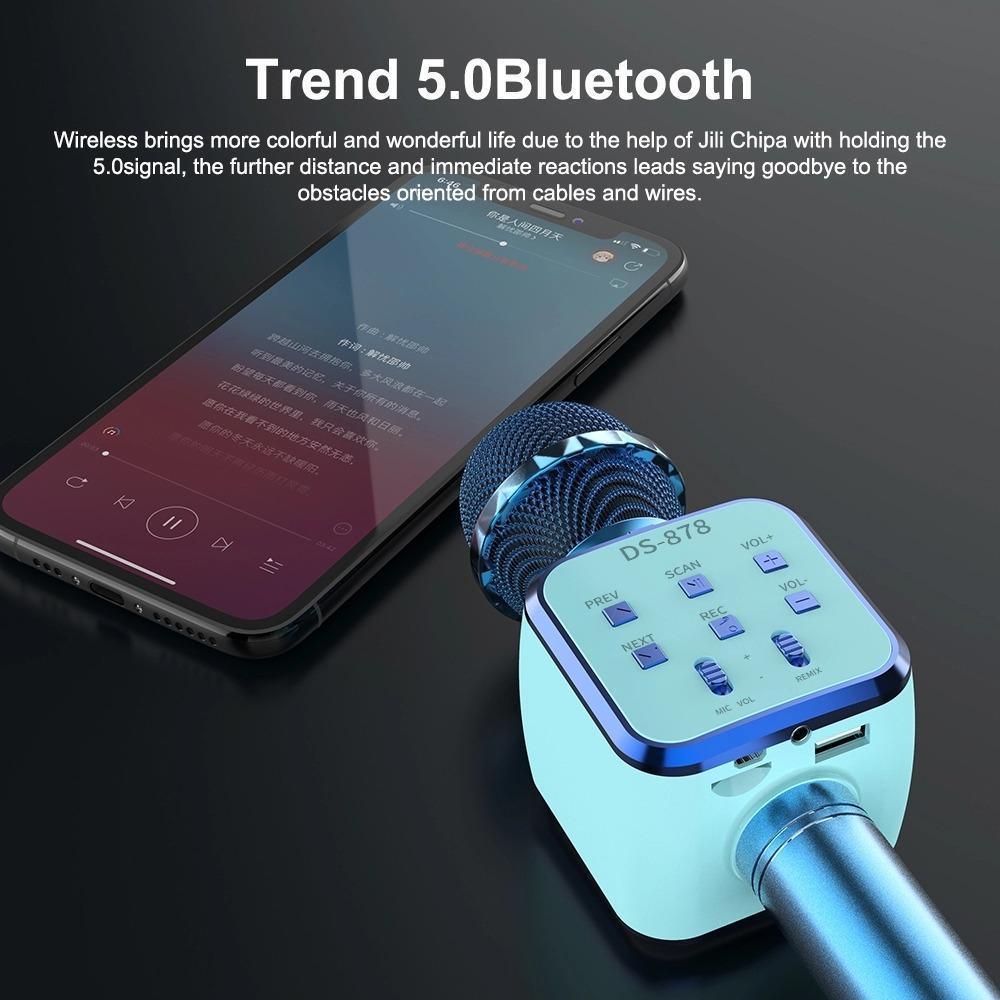 DS 878 Wireless Bluetooth Karaoke Microphone with Built-in HIFI Speaker - Pinoyhyper