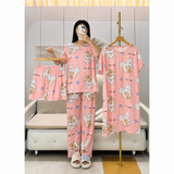 Korean Style 4-Piece Matching Nightwear Set  - WJL-16#