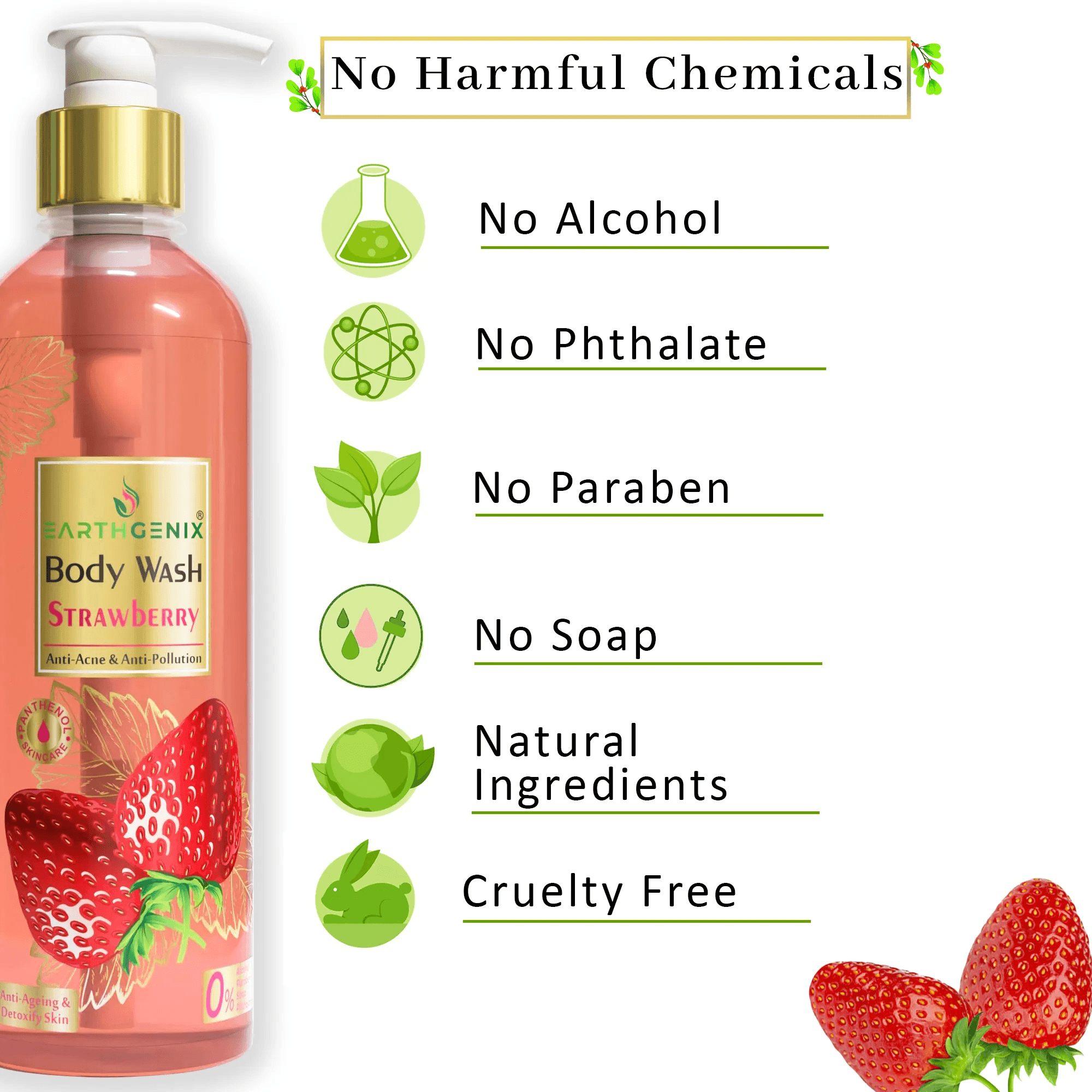 Earth Genix Body Wash Strawberry - 300ml - Pinoyhyper