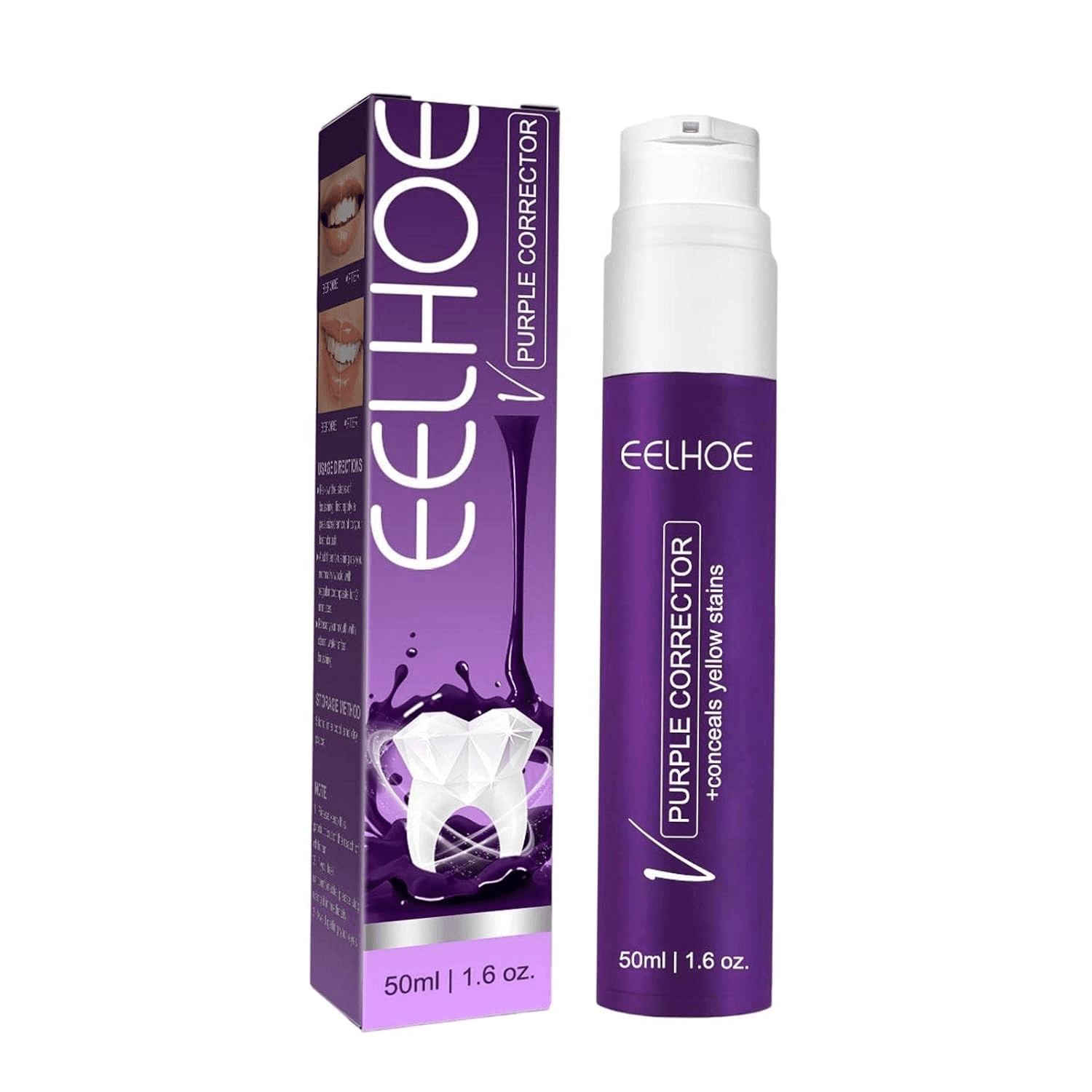 Eelhoe Purple Whitening Toothpaste Yellow Teeth Stains Removal - 50ml - Pinoyhyper