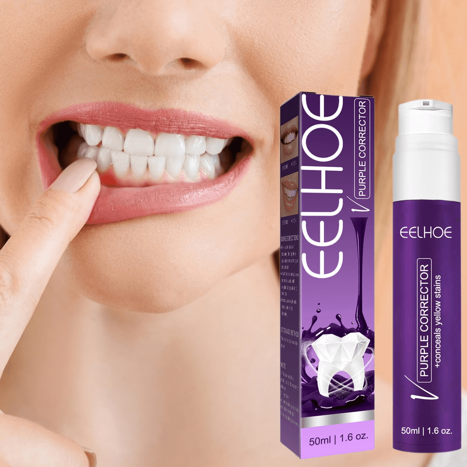 معجون الأسنان Eelhoe Purple Whitening لإزالة بقع الأسنان الصفراء - 50 – Moon Kuwait