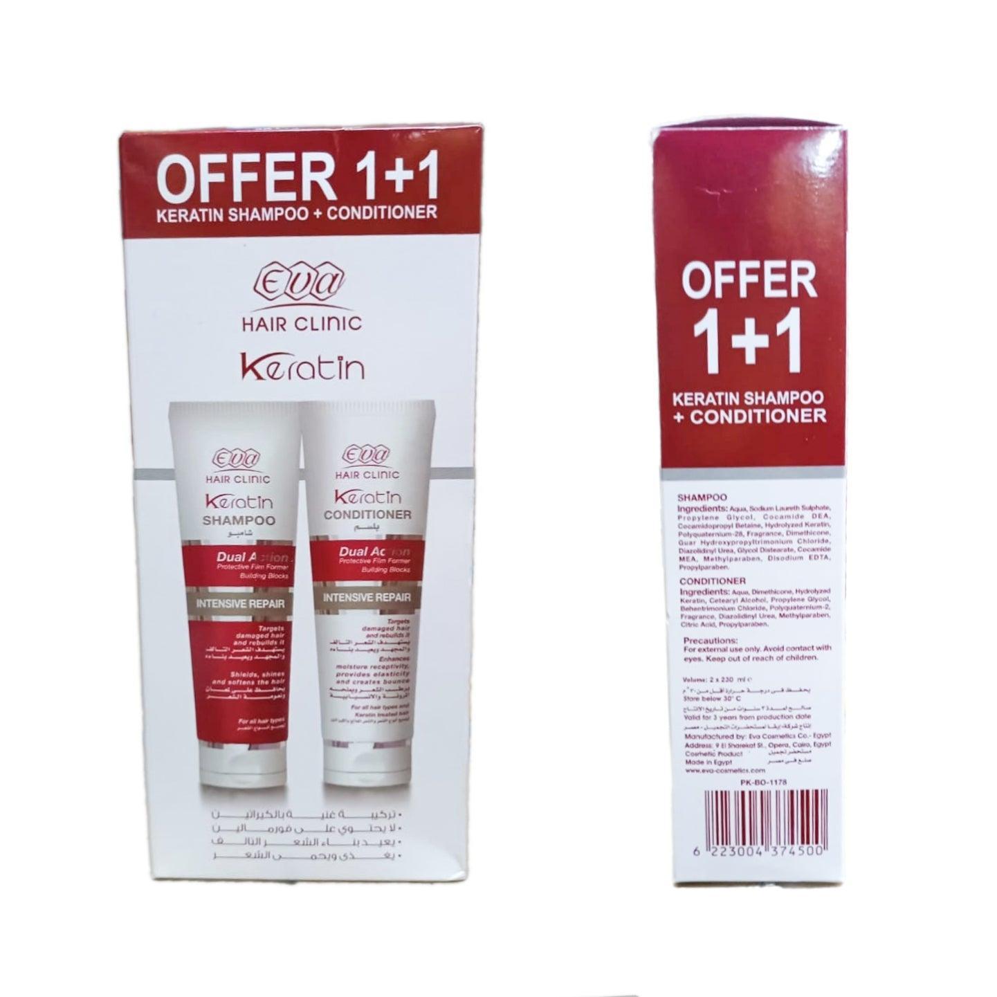 Eva Keratin Intensive Repair Shampoo + Conditioner - 2×230ml (Offer) - Pinoyhyper