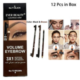 Ever Beauty Eyebrow Pencil 2 In 1 Black & Brown 12Pcs In Box - Pinoyhyper