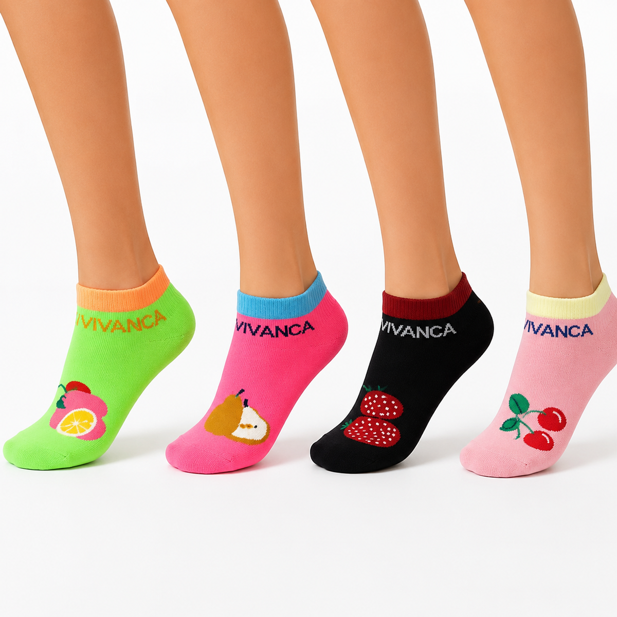 Colorful Fruit Print Low Cut Socks - 3 Pairs (LCS01)