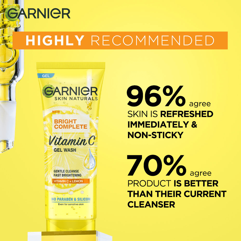 Garnier Bright Complete Vitamin C Gel Facewash - 100g - Pinoyhyper