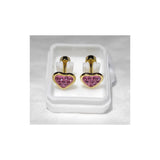 Golden Stainless Steel Stud Earings Heart Shape (Pink) - 1262 - Pinoyhyper
