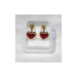 Golden Stainless Steel Stud Earings Heart Shape (Red)- 1264 - Pinoyhyper