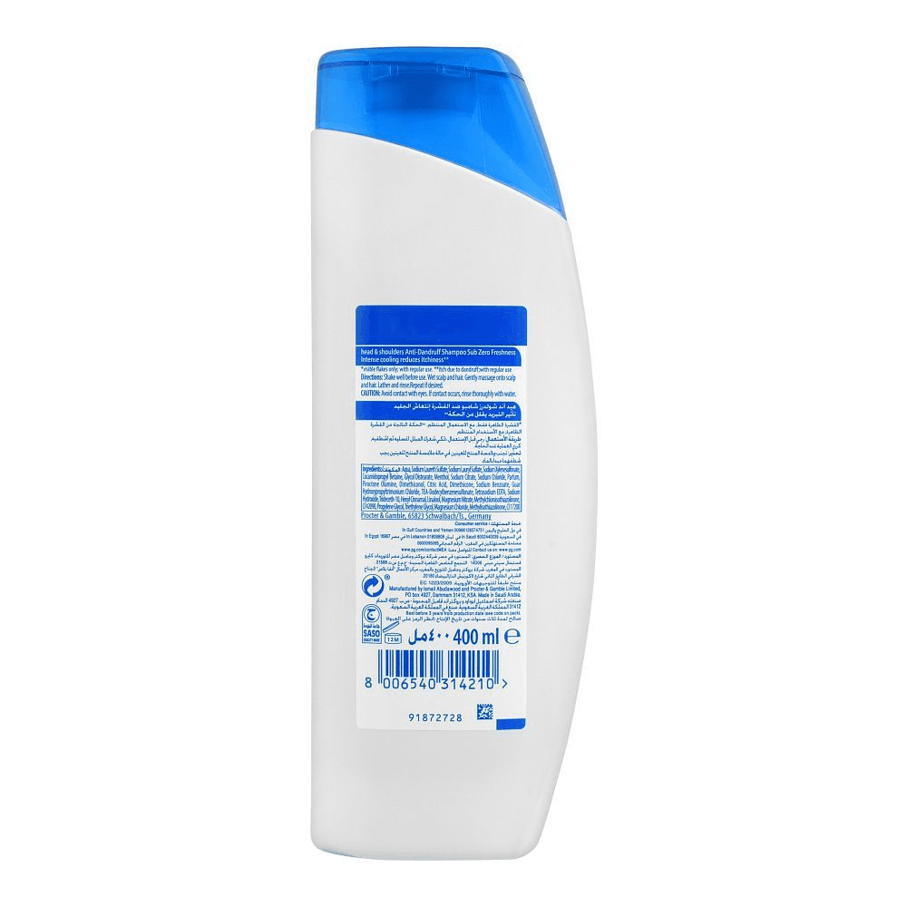 Head & Shoulders Sub Zero Freshness Anti-Dandruff Shampoo - 400ml - Pinoyhyper