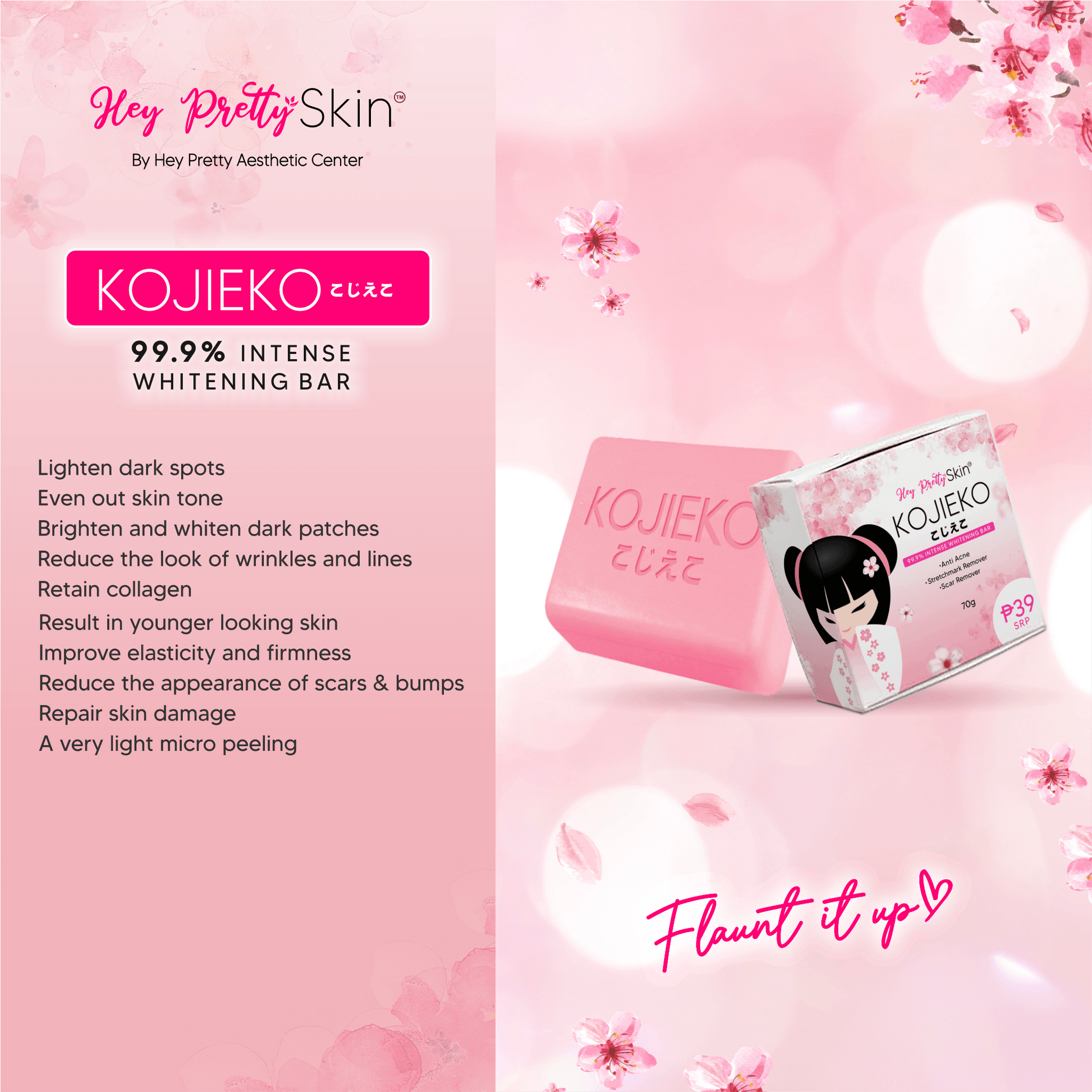 Hey Pretty Skin Kojieko Whitening Bar - 70g - Pinoyhyper