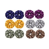 Premium Satin Scrunchies For Women - 12 Pcs