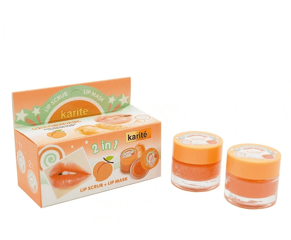 Karite Lip Scrub + Lip Mask Sweet Peach 2 IN 1 - 10g+6ml - Pinoyhyper