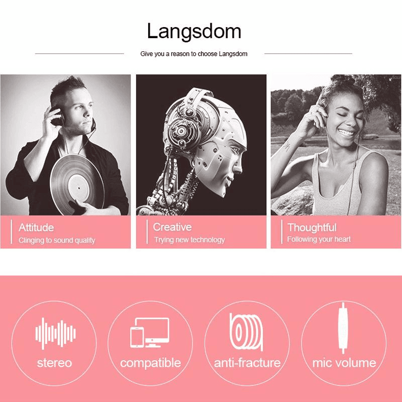 Langsdom Super Bass Wired Earphone - Q1 - Pinoyhyper