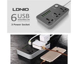Ldnio 6 USB Ports and 3 Power Socket Extension - 2M - Pinoyhyper
