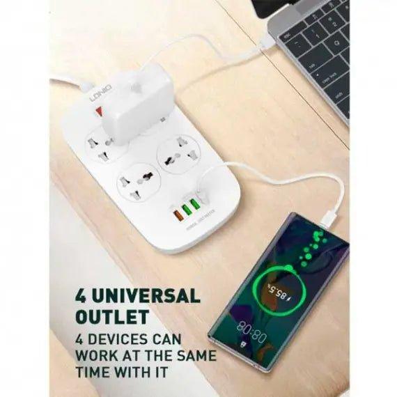 Ldnio Heavy-Duty Power Extension – 4 USB Fast Charger And 4 Power Socket - Pinoyhyper