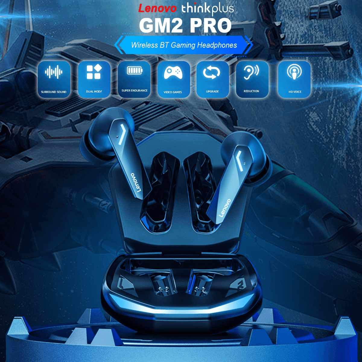 Lenovo Original True Wireless Gaming Earbuds BT V5.3 - GM2 Pro - Pinoyhyper
